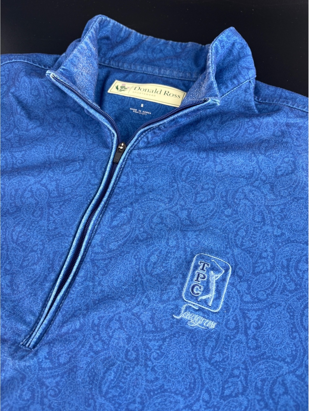 Donald Ross TPC Sawgrass 1/4 Zip Pullover Men's S Navy Paisley Golf